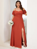 Vestido de dama de honor formal con hombros descubiertos y abertura lateral, talla personalizada