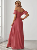 Vestido de dama de honor formal con hombros descubiertos y abertura lateral, talla personalizada