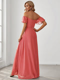 Vestido de dama de honor formal con hombros descubiertos y abertura lateral, talla personalizada