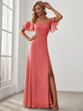 Vestido de dama de honor formal con hombros descubiertos y abertura lateral, talla personalizada