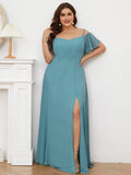 Vestido de dama de honor formal con hombros descubiertos y abertura lateral, talla personalizada