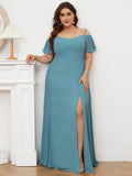 Vestido de dama de honor formal con hombros descubiertos y abertura lateral, talla personalizada