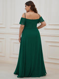 Vestido de dama de honor formal con hombros descubiertos y abertura lateral, talla personalizada