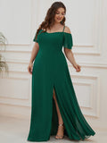 Vestido de dama de honor formal con hombros descubiertos y abertura lateral, talla personalizada