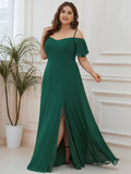 Vestido de dama de honor formal con hombros descubiertos y abertura lateral, talla personalizada