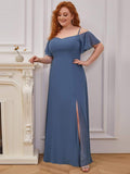 Vestido de dama de honor formal con hombros descubiertos y abertura lateral, talla personalizada