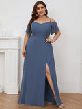 Vestido de dama de honor formal con hombros descubiertos y abertura lateral, talla personalizada