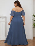 Vestido de dama de honor formal con hombros descubiertos y abertura lateral, talla personalizada