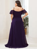 Vestido de dama de honor formal con hombros descubiertos y abertura lateral, talla personalizada