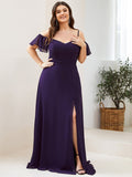 Vestido de dama de honor formal con hombros descubiertos y abertura lateral, talla personalizada