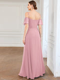 Vestido de dama de honor formal con hombros descubiertos y abertura lateral, talla personalizada