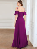 Vestido de dama de honor formal con hombros descubiertos y abertura lateral, talla personalizada