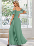 Vestido de dama de honor formal con hombros descubiertos y abertura lateral, talla personalizada