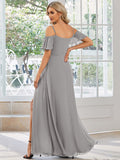 Vestido de dama de honor formal con hombros descubiertos y abertura lateral, talla personalizada