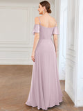 Vestido de dama de honor formal con hombros descubiertos y abertura lateral, talla personalizada
