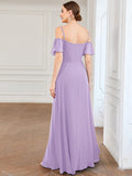 Vestido de dama de honor formal con hombros descubiertos y abertura lateral, talla personalizada