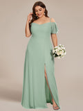 Vestido de dama de honor formal con hombros descubiertos y abertura lateral, talla personalizada