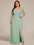 Vestido de dama de honor formal con hombros descubiertos y abertura lateral, talla personalizada