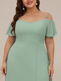 Vestido de dama de honor formal con hombros descubiertos y abertura lateral, talla personalizada