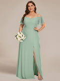 Vestido de dama de honor formal con hombros descubiertos y abertura lateral, talla personalizada