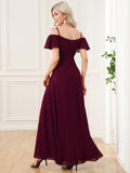 Vestido de dama de honor formal con hombros descubiertos y abertura lateral, talla personalizada