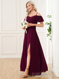 Vestido de dama de honor formal con hombros descubiertos y abertura lateral, talla personalizada