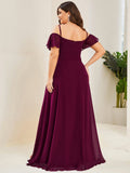 Plus Size Cold Shoulder Formal Bridesmaid Dress with Side Slit Formal Evening Dresses