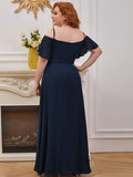 Vestido de dama de honor formal con hombros descubiertos y abertura lateral, talla personalizada