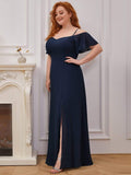 Vestido de dama de honor formal con hombros descubiertos y abertura lateral, talla personalizada