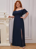 Vestido de dama de honor formal con hombros descubiertos y abertura lateral, talla personalizada