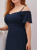 Vestido de dama de honor formal con hombros descubiertos y abertura lateral, talla personalizada