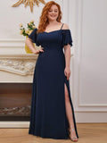 Vestido de dama de honor formal con hombros descubiertos y abertura lateral, talla personalizada