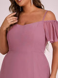 Vestido de dama de honor formal con hombros descubiertos y abertura lateral, talla personalizada
