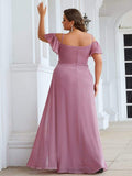 Vestido de dama de honor formal con hombros descubiertos y abertura lateral, talla personalizada