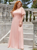 Vestido de dama de honor formal con hombros descubiertos y abertura lateral, talla personalizada