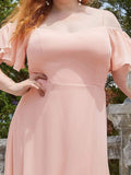Vestido de dama de honor formal con hombros descubiertos y abertura lateral, talla personalizada