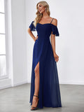 Vestido de dama de honor formal con hombros descubiertos y abertura lateral, talla personalizada