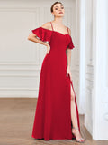 Vestido de dama de honor formal con hombros descubiertos y abertura lateral, talla personalizada