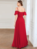 Vestido de dama de honor formal con hombros descubiertos y abertura lateral, talla personalizada