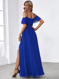 Vestido de dama de honor formal con hombros descubiertos y abertura lateral, talla personalizada
