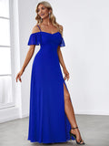 Vestido de dama de honor formal con hombros descubiertos y abertura lateral, talla personalizada