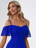 Vestido de dama de honor formal con hombros descubiertos y abertura lateral, talla personalizada