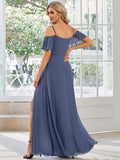 Vestido de dama de honor formal con hombros descubiertos y abertura lateral, talla personalizada