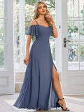 Vestido de dama de honor formal con hombros descubiertos y abertura lateral, talla personalizada