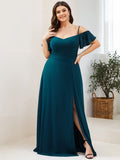 Vestido de dama de honor formal con hombros descubiertos y abertura lateral, talla personalizada