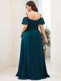 Vestido de dama de honor formal con hombros descubiertos y abertura lateral, talla personalizada
