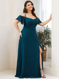 Vestido de dama de honor formal con hombros descubiertos y abertura lateral, talla personalizada