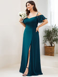 Vestido de dama de honor formal con hombros descubiertos y abertura lateral, talla personalizada