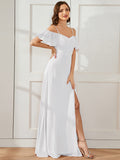 Vestido de dama de honor formal con hombros descubiertos y abertura lateral, talla personalizada