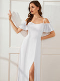 Vestido de dama de honor formal con hombros descubiertos y abertura lateral, talla personalizada